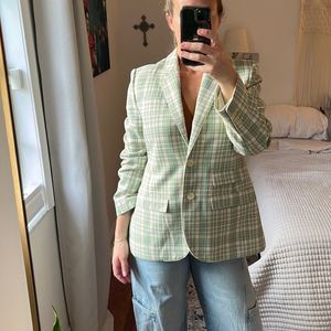 Tory Burch Green Plaid Blazer